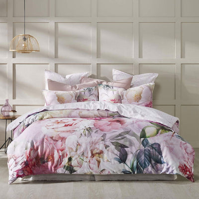 Logan and Mason 250TC Summer Daze Pink Cotton Sateen Quilt Cover Set Queen