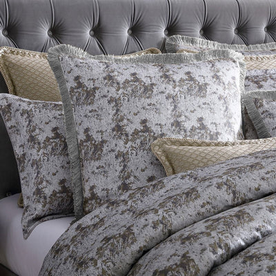 Davinci Trieste Silver Yarn-dyed Metallic Jacquard Quilt Cover Set King