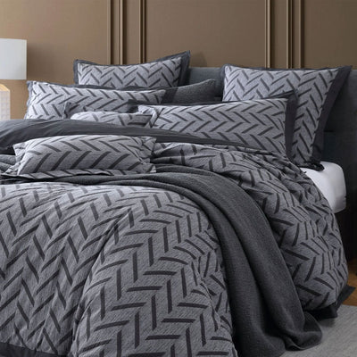 Private Collection Westport Charcoal Jacquard Quilt Cover Set King