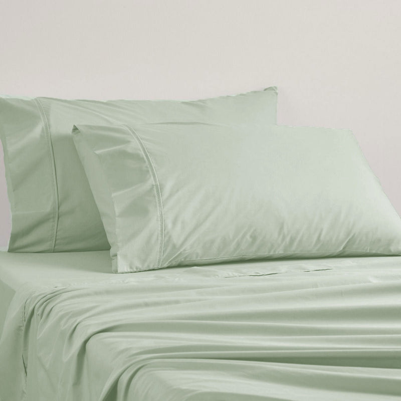 Logan and Mason 250TC 50% Polyester 50% Cotton Percale Sheet Set Sage 50cm Wall Super King