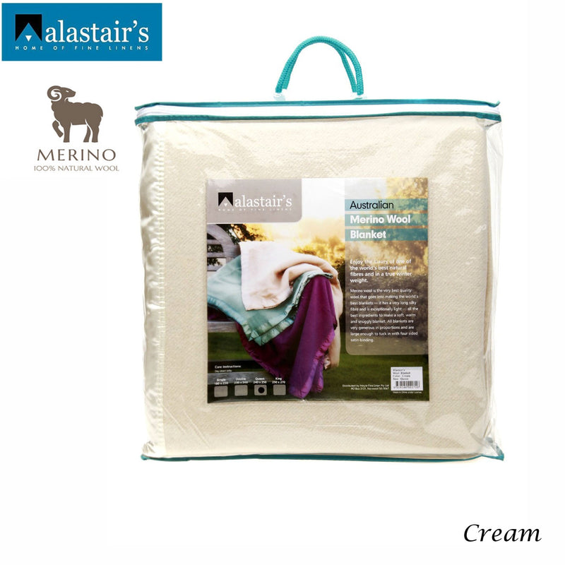 Alastairs 375GSM Australian Merino Wool Blanket Cream - King