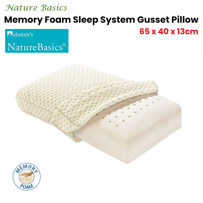 Alastairs Nature Basics Sleep System Memory Foam Gusset Pillow 65 x 40 x 13cm