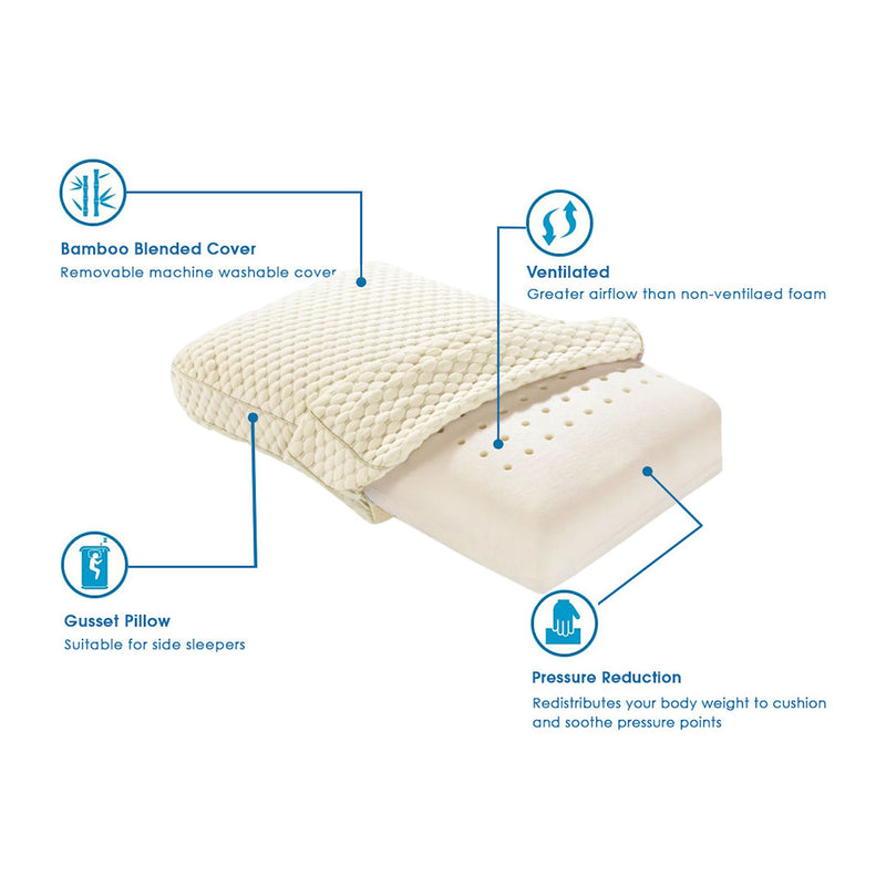 Alastairs Nature Basics Sleep System Memory Foam Gusset Pillow 65 x 40 x 13cm