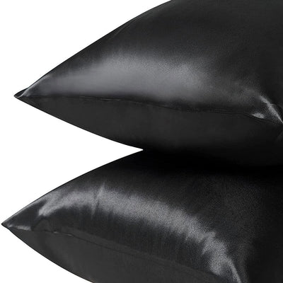 Pair of King Satin Silk Pillowcases with Envelope Closure 51 x 102 cm Navy