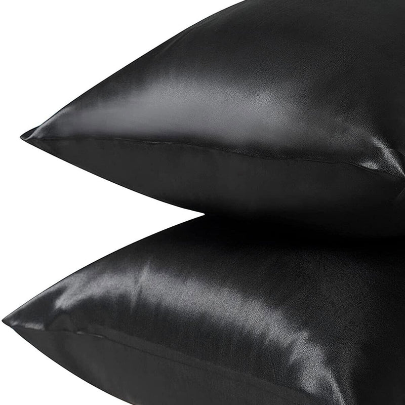 Pair of King Satin Silk Pillowcases with Envelope Closure 51 x 102 cm Navy