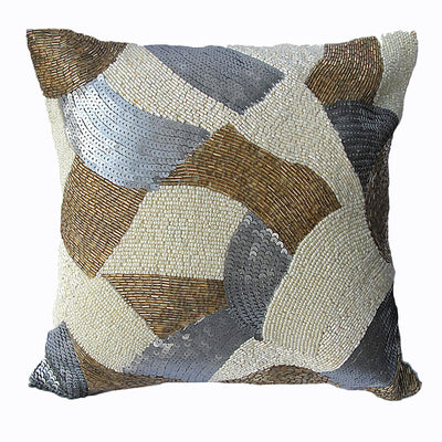 MoonRock Beaded Filled Cushion - Beige