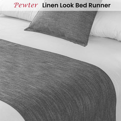 Jason Linen Look Pewter Bed Runner Single/King Single