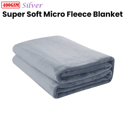 Jason 400GSM Super Soft Micro Fleece Blanket Silver Single