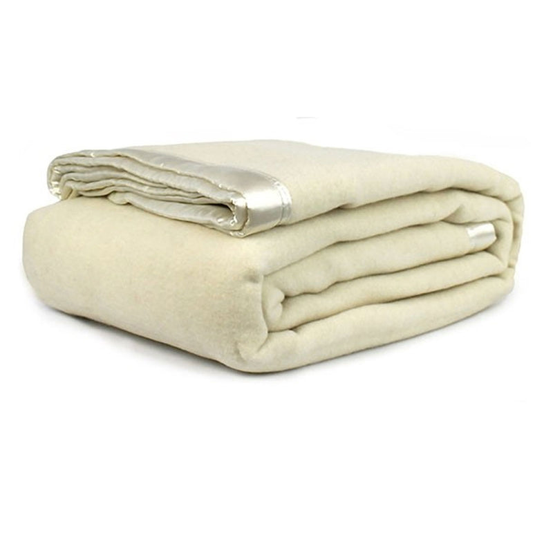 Jason 400GSM Australian Washable Wool Blanket Ivory Single/Double