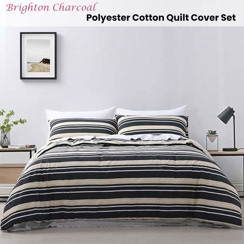 Jason Brighton Charcoal Quilt Cover Set Queen