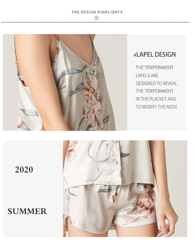 3 Pcs Set Woman Elegant Nightdress Silk Satin Summer Sleepwear Pajamas (M Size)