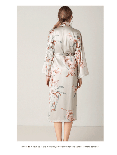 3 Pcs Set Woman Elegant Nightdress Silk Satin Summer Sleepwear Pajamas (L Size)