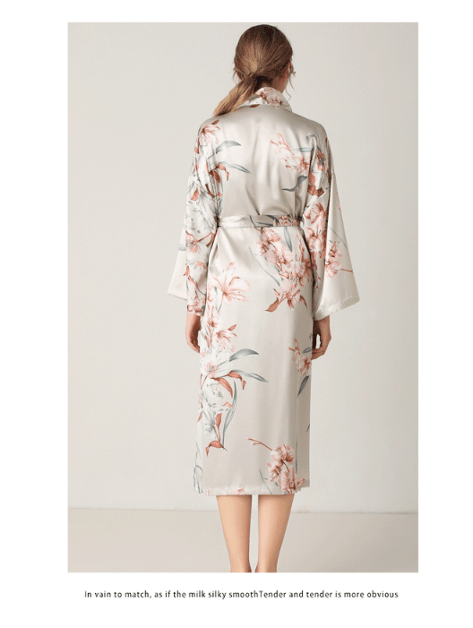 3 Pcs Set Woman Elegant Nightdress Silk Satin Summer Sleepwear Pajamas (L Size)