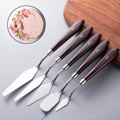 Cake Cream Spatula 5 Pcs/Set Stainless Steel Frosting Spatula Baking Pastry Tools