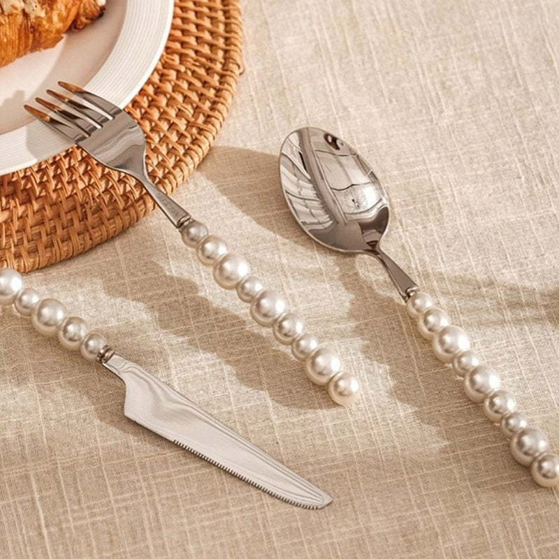 4 Piece Stainless Steel Pearl Handle Flatware Cutlery Set Come with Giftbox