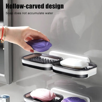 Portable Soap Holder Wall Storage Rack Organizer Bathroom Accessories Double Layer Holder