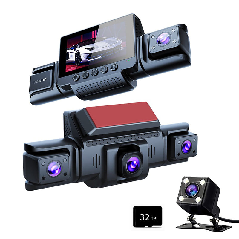4-Channel 360° Panoramic 1080P HD Dash Cam Comes With 32GB TF Card