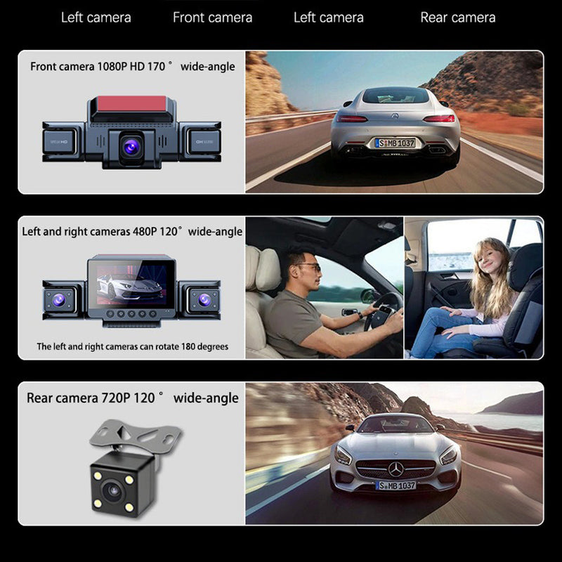 4-Channel 360° Panoramic 1080P HD Dash Cam Comes With 32GB TF Card