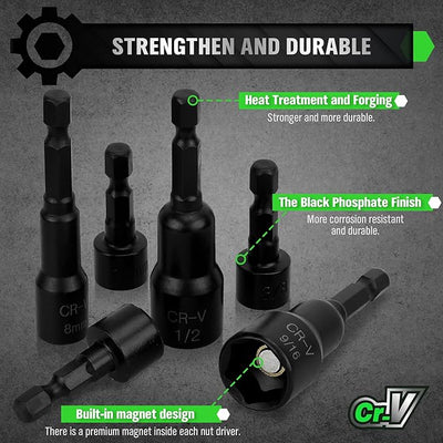 SWANLAKE SWANLAKE 39PCS Magnetic Hex Nut Driver Master Kit,1/4" Quick-Change Hex Shank, SAE & Metric Power Nuts Driver Drill Bit Tools Set,Cr-V Steel