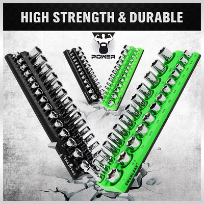 SWANLAKE 4Pc Magnetic Socket Organizer Tray 3/8" 1/4" SAE Metric Socket Holder