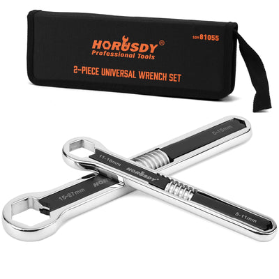 HORUSDY 2Pcs Universal Wrench Set SAE & Metric Spanner Hex E-Torx Triangle