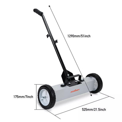 18Inch Magnetic Pick Up Sweeper With Wheels 45LBS Lawn Sweeper Roofing Tools