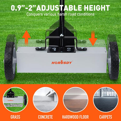 18Inch Magnetic Pick Up Sweeper With Wheels 45LBS Lawn Sweeper Roofing Tools