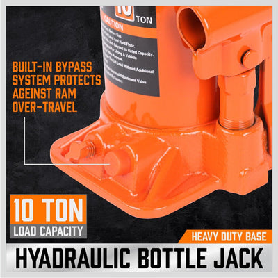 10 Ton Hydraulic Bottle Jack w/Safety Valve Car Van Truck Caravan Lift SUV 4WD