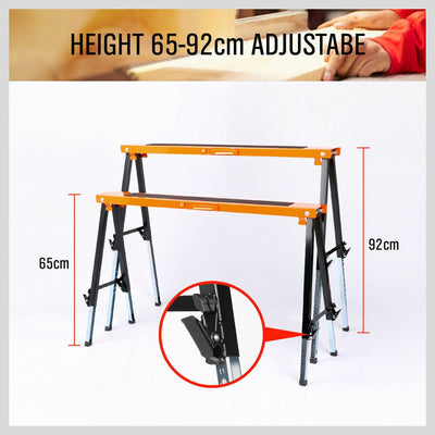 4Pc Mastercraft Sawhorse Metal Folding Non-slip Surface Saw Horse 120KG Capacity