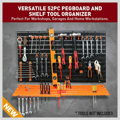52Pc Wall Mounted Tool Storage Rack Wrench Spanner Holder Screwdriver Pliers New