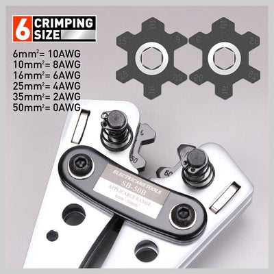 6-50 mm2 Wire Crimper Cable Crimp Electric Tube Crimping Hand Tool Battery Lug
