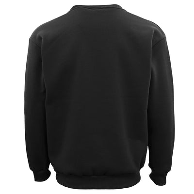 New Adult Unisex Plain Pullover Fleece Jumper Mens Long Sleeve Crew Neck Sweater, Black, 2XL