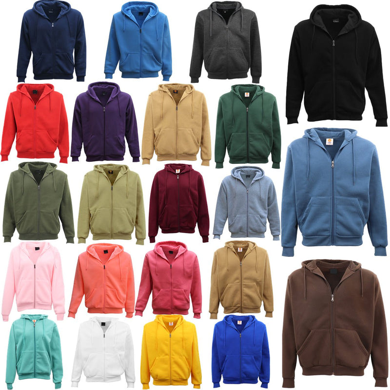 Adult Unisex Zip Plain Fleece Hoodie Hooded Jacket Mens Sweatshirt Jumper XS-8XL, Navy, 3XL