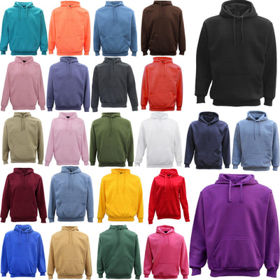 Adult Unisex Men's Basic Plain Hoodie Pullover Sweater Sweatshirt Jumper XS-8XL, Black, 2XL