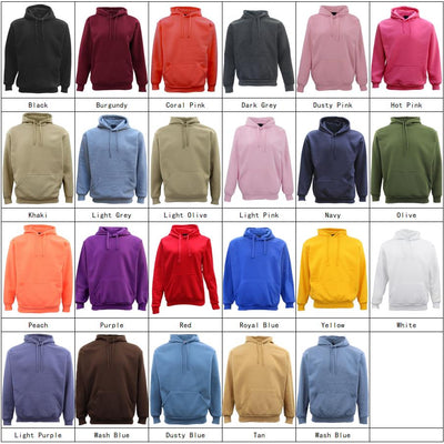 Adult Unisex Men's Basic Plain Hoodie Pullover Sweater Sweatshirt Jumper XS-8XL, Black, 2XL