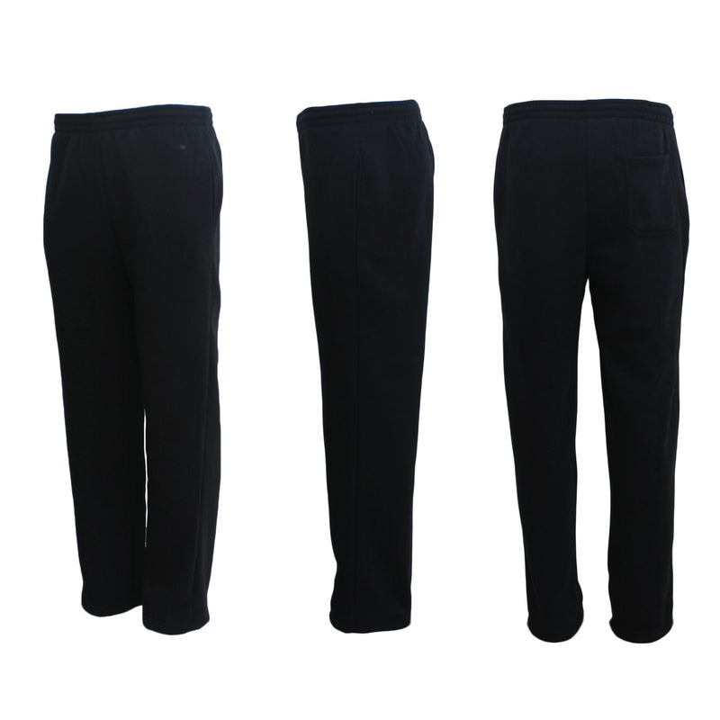 New Adult Mens Unisex Track Suit Fleece Lined Pants Sport Gym Work Casual Winter, Black, 2XL