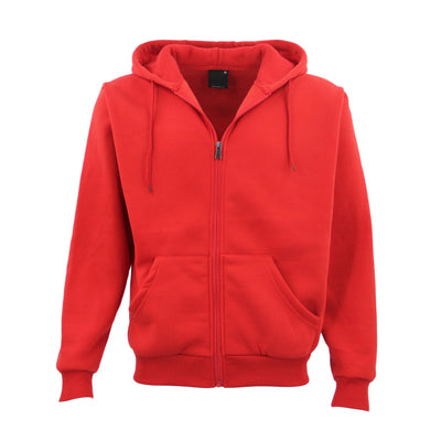 Adult Unisex Zip Plain Fleece Hoodie Hooded Jacket Mens Sweatshirt Jumper XS-8XL, Red, M