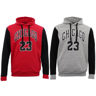 Men's Fleece Pullover Hoodie Jacket Chicago Bulls 23 Michael Jordan Sweat Shirt, Red, 2XL