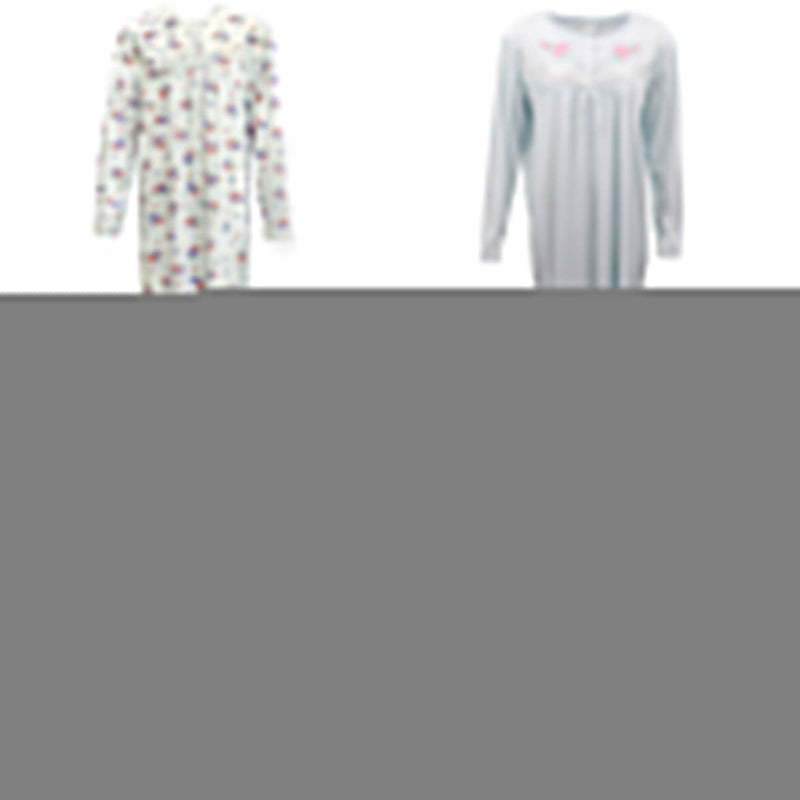 100% Cotton Women Nightie Night Gown Pajamas Pyjamas Winter Sleepwear PJs Dress, Blue, 16