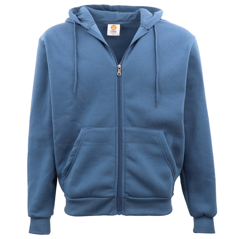 Adult Unisex Zip Plain Fleece Hoodie Hooded Jacket Mens Sweatshirt Jumper XS-8XL, Dusty Blue, XL