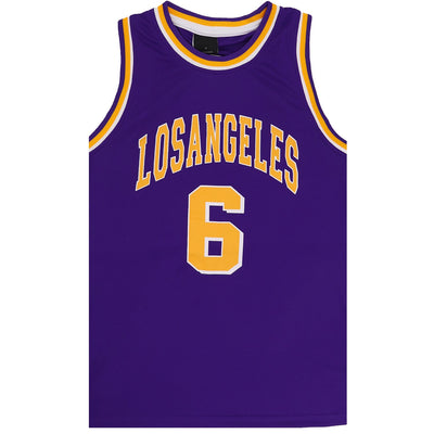 New Men's Basketball Jersey Sports T Shirt Tee Vest Tops Gym Chicago Los Angeles, Purple - Los Angeles 6, S