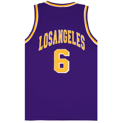 New Men's Basketball Jersey Sports T Shirt Tee Vest Tops Gym Chicago Los Angeles, Purple - Los Angeles 6, S