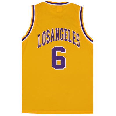 New Men's Basketball Jersey Sports T Shirt Tee Vest Tops Gym Chicago Los Angeles, Yellow - Los Angeles 6, L