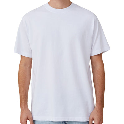 Adult 100% Cotton T-Shirt Unisex Men's Basic Plain Blank Crew Tee Tops Shirts, White, L