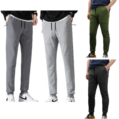 Men's Fleece Slim Trackpant Sport Joggers w Zipped Pockets Gym Casucal Trousers, Black, XL