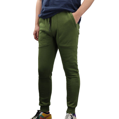 Men's Fleece Slim Trackpant Sport Joggers w Zipped Pockets Gym Casucal Trousers, Dark Grey, M