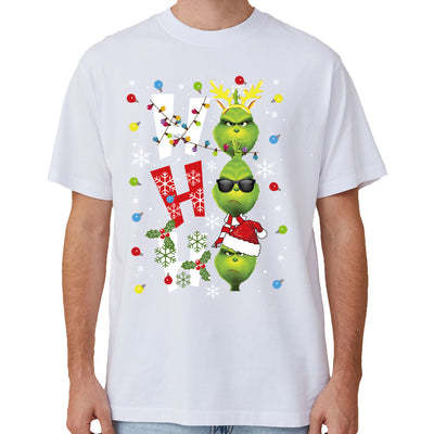 100% Cotton Christmas T-shirt Adult Unisex Tee Tops Funny Santa Party Custume, Shrek (White), L