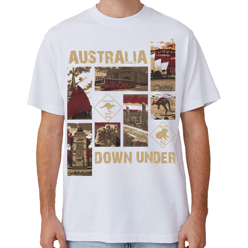 100% Cotton Australia Down Under Souvenir T-Shirt Unisex Adult Iconic Tee Top, Navy, XL