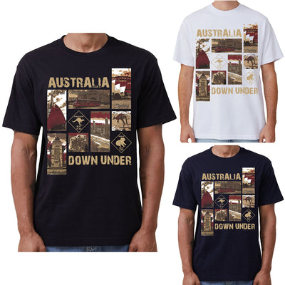 100% Cotton Australia Down Under Souvenir T-Shirt Unisex Adult Iconic Tee Top, White, M