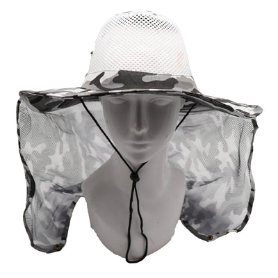 Bucket Flap Boonie Slouch Hat Wide Brim Mesh Crown Neck UV Protect Breathable, Arctic Camo